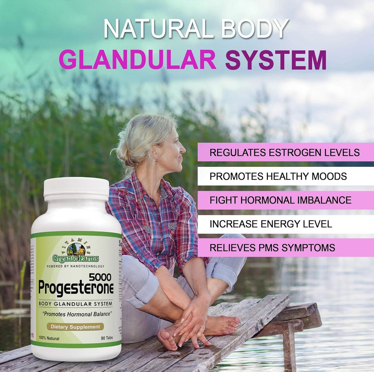 Organic Farms Vitamins Progesterone 5000 (4-Pack) - Natural Hormone Balance Supplement, 360 Tablets - görsel 4