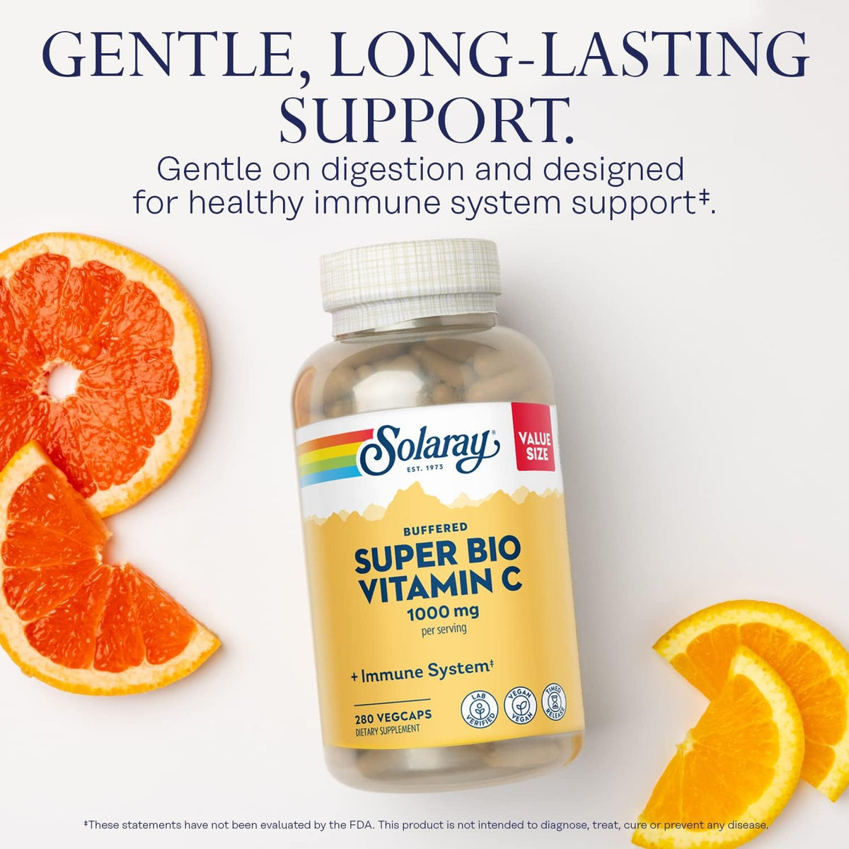 Solaray Super Bio Buffered Vitamin C 1000mg, Two-Stage Timed Release with Bioflavonoids, 360 VegCaps - görsel 3