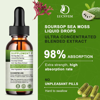 Organic Soursop Graviola with Sea Moss Liquid Drops, Pineapple Flavour (118 ml)