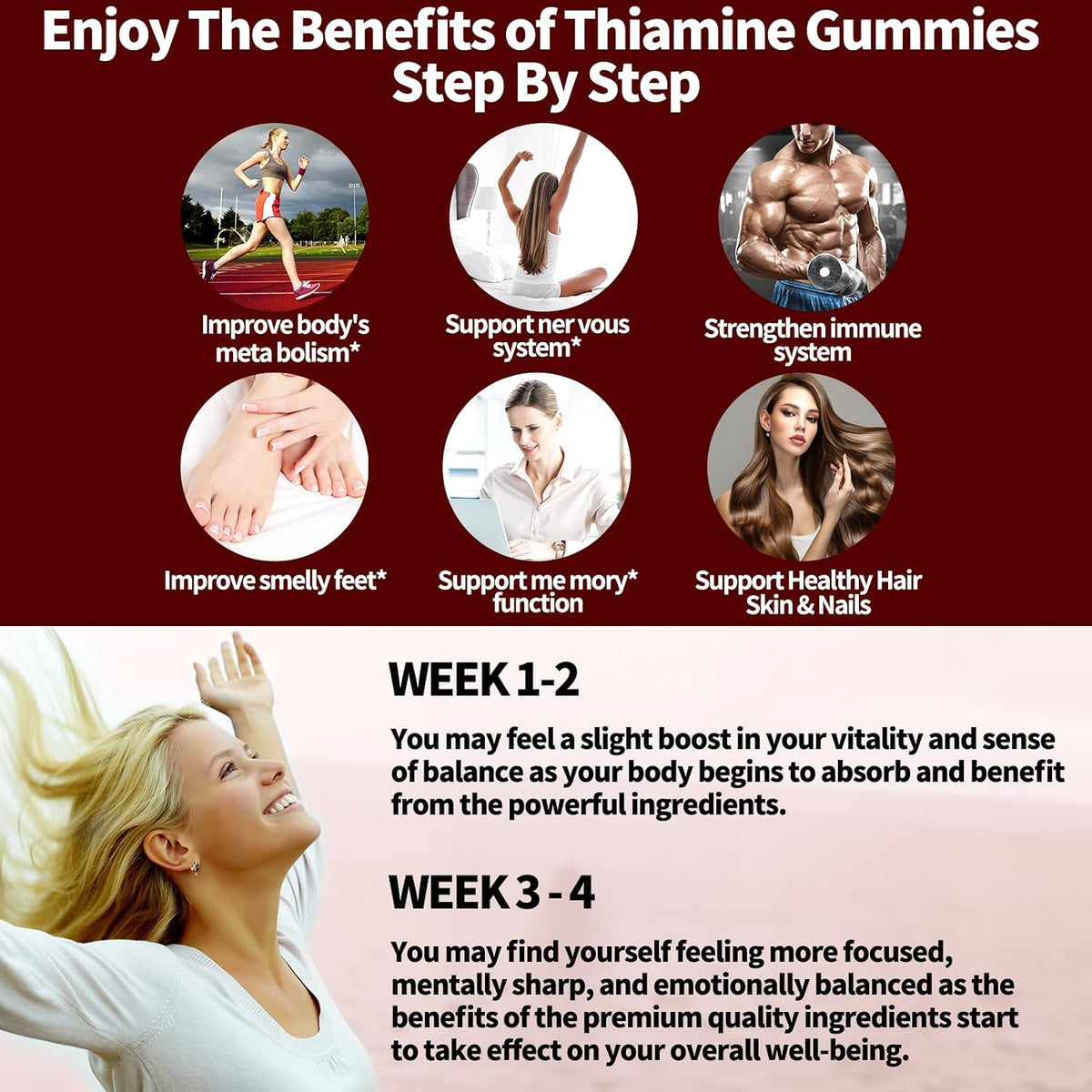 OALSE Thiamine Vitamin B1 Gummies - 500mg Vegan Sugar Free Supplement with Natural Mixed Berries Flavour (60 Counts) - görsel 5