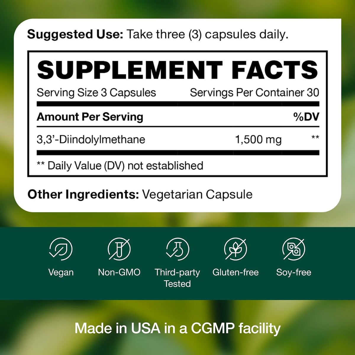Fresh Nutrition DIM Supplement 500mg – Vegan, Non-GMO, Gluten-Free – 90 Capsules - görsel 8