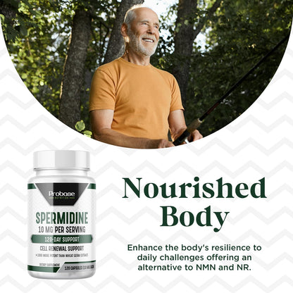 Probase Nutrition Spermidine (10 mg of 99% Spermidine 3HCL – Third-Party Tested) 120 Capsules