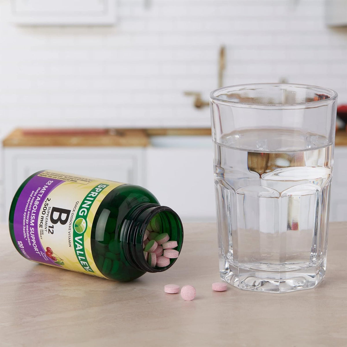 Spring Valley Vitamin B12 2500 mcg Quick-Dissolve Tablets - 120 Tablets (Vegan, Cherry Flavour) - görsel 4