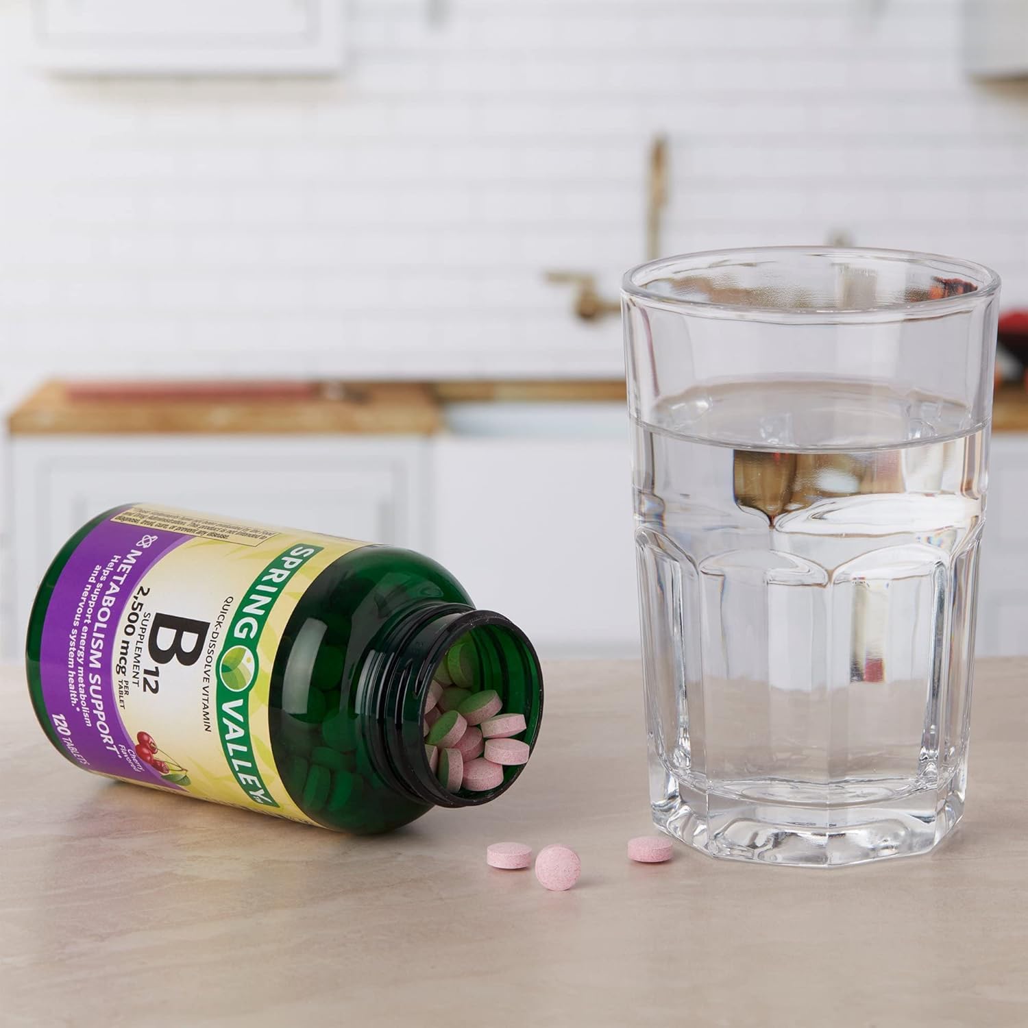 Spring Valley Vitamin B12 2500 mcg Quick-Dissolve Tablets - 120 Tablets (Vegan, Cherry Flavour) - görsel 4