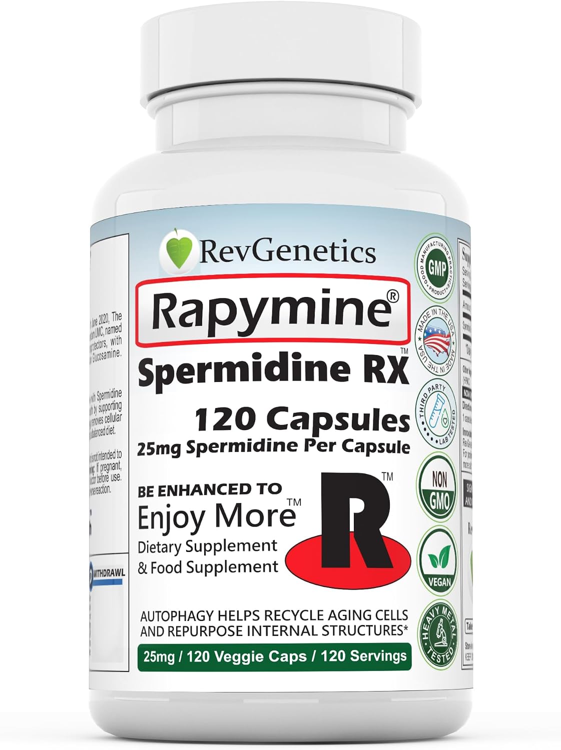 REVGENETICS Spermidine 25 mg | 120 Capsules | Wheat-Free Autophagy Support - görsel 4