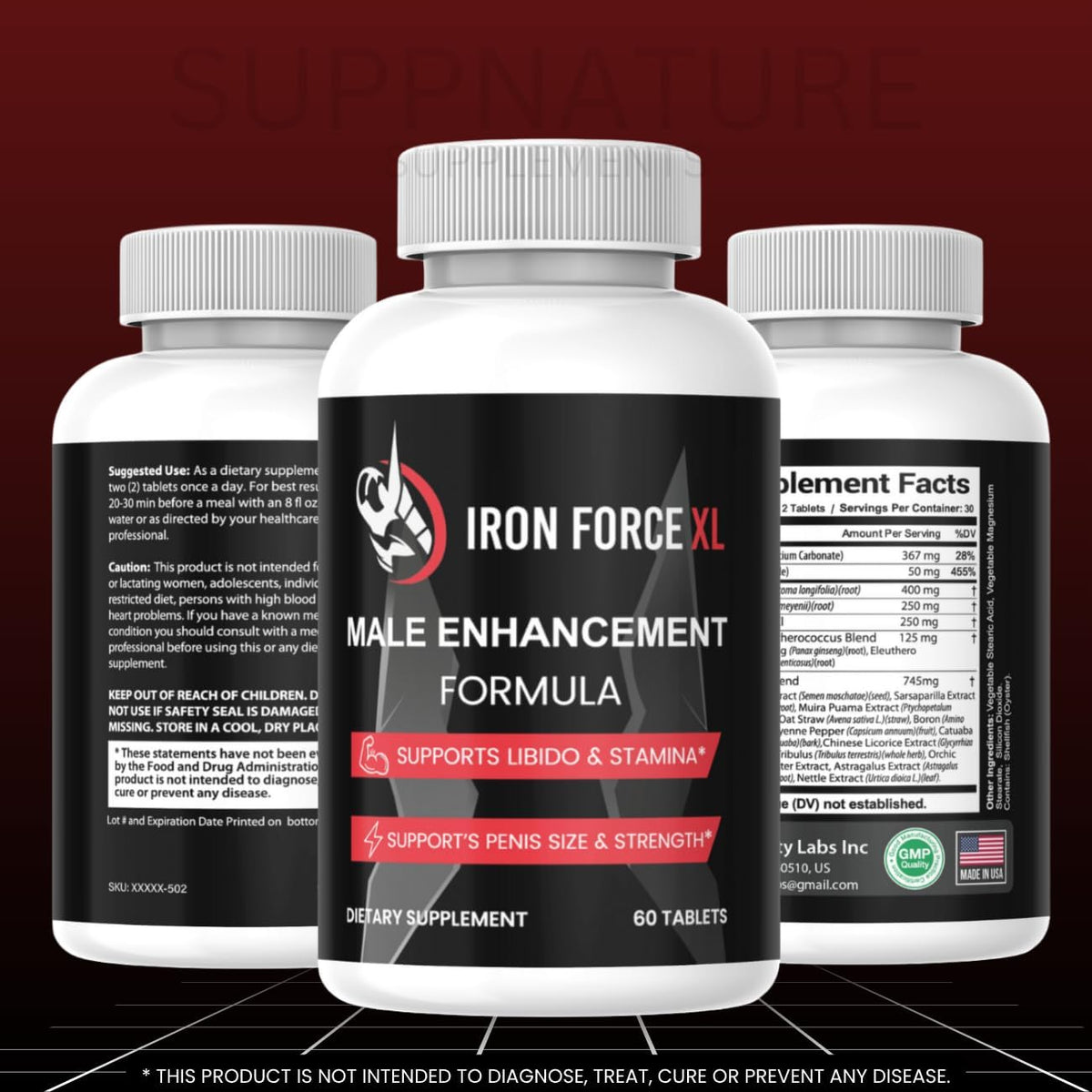 Iron Force XL Capsules for Men - Male Support Food Supplement, 60 Count - görsel 8