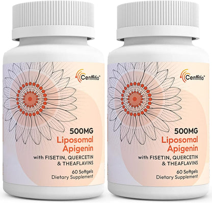 Cenffitio Liposomal Apigenin 500mg Softgels – with Fisetin, Quercetin & Theaflavins – 8-Month Supply