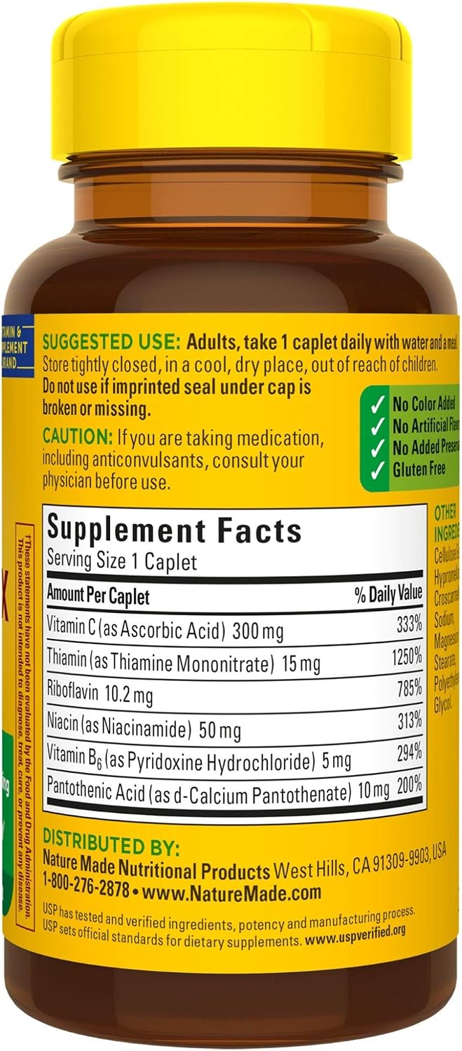 Nature Made B-Complex with Vitamin C Caplets, 100 Tablets - görsel 9