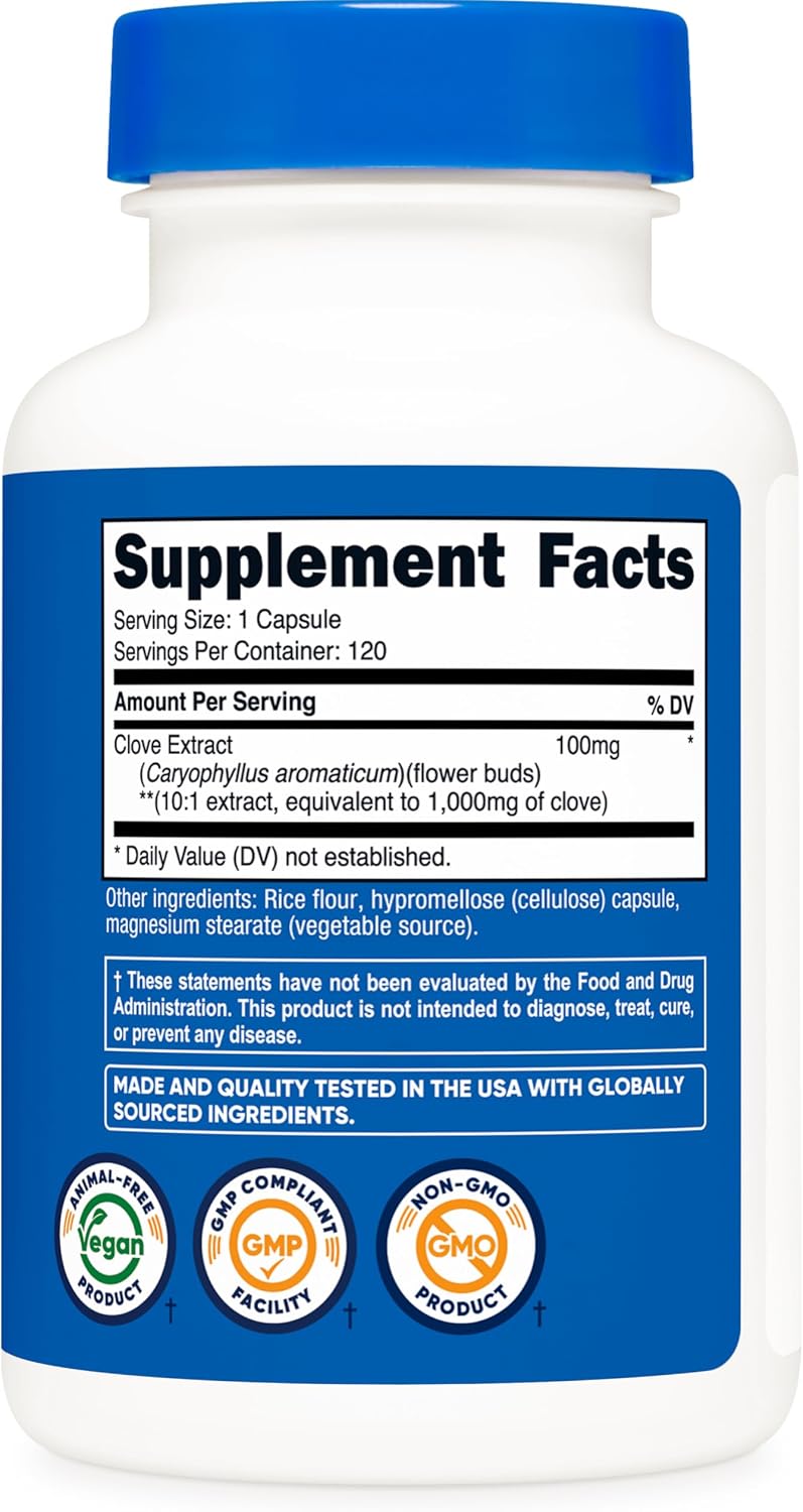 Nutricost Clove Extract 120 Capsules - Vegan, GM Free & Gluten-free - görsel 5