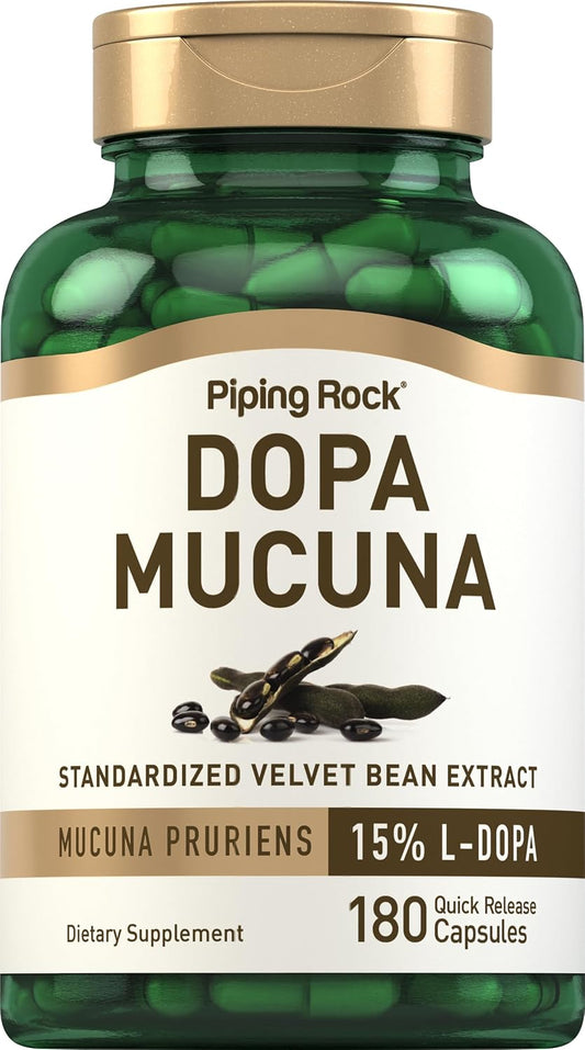 Piping Rock DOPA Mucuna Capsules - 15% L-DOPA, 180 Count