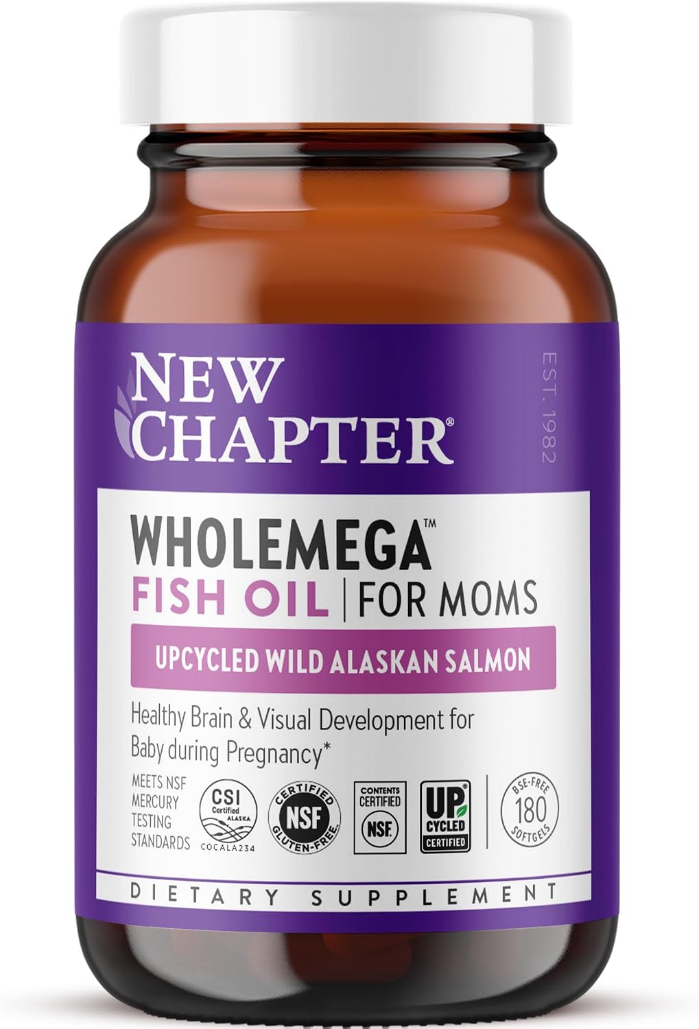 New Chapter Wholemega for Mum: Prenatal DHA Fish Oil with Omega-3 & Vitamin D3, 180 Softgels - görsel 1