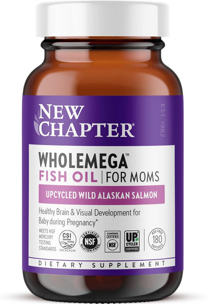 New Chapter Wholemega for Mum: Prenatal DHA Fish Oil with Omega-3 & Vitamin D3, 180 Softgels
