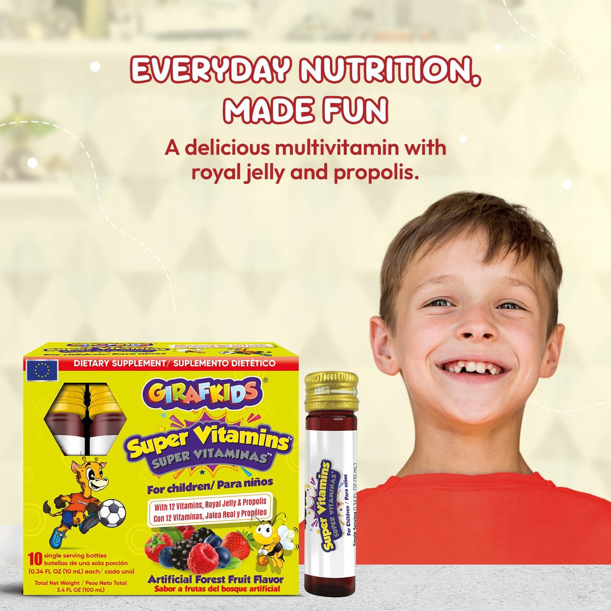 GirafKids Super Vitamins for Children - Liquid Multivitamin with Royal Jelly and Propolis (10 Vials) - görsel 3