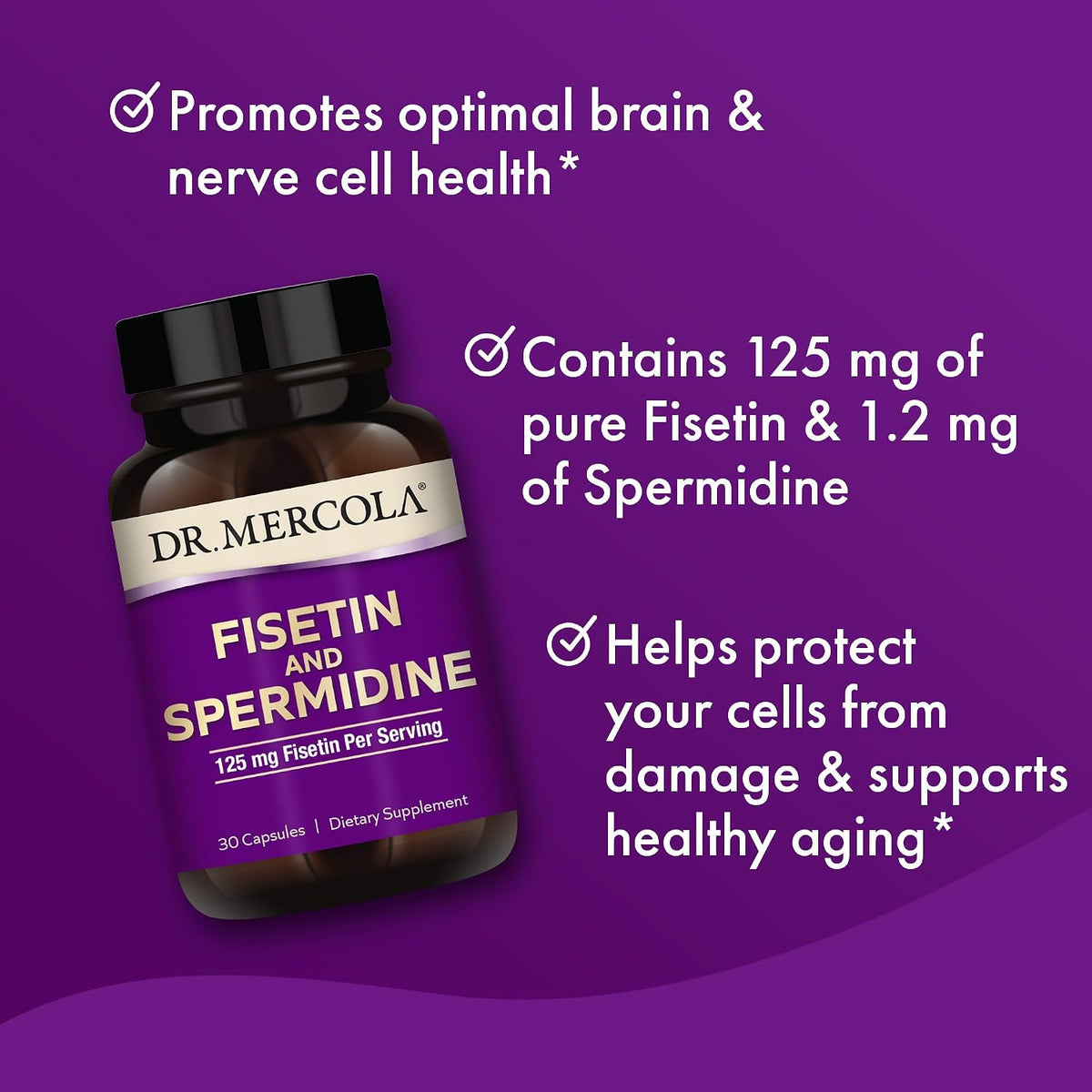 Dr. Mercola Fisetin and Spermidine, 30 Capsules, 125 mg Fisetin, Non-GM, Gluten-free, Soya-Free – Image 4