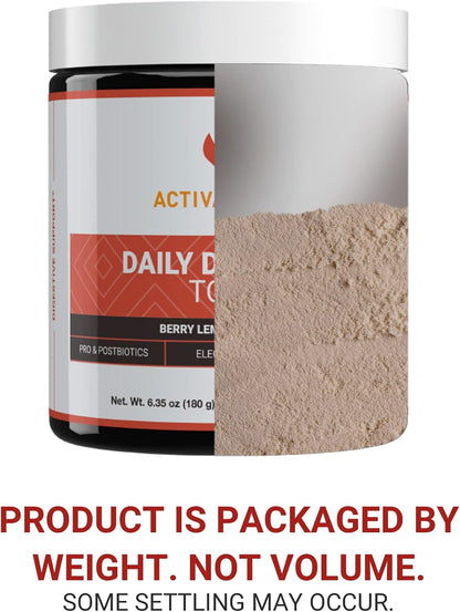 ACTIVATEDYOU Daily Digestive Tonic – Kombucha with Prebiotic Fibre, Probiotics, Postbiotics & Vitamin C for Healthy Digestion & Energy – Berry Lemonade Flavour (30 Servings)