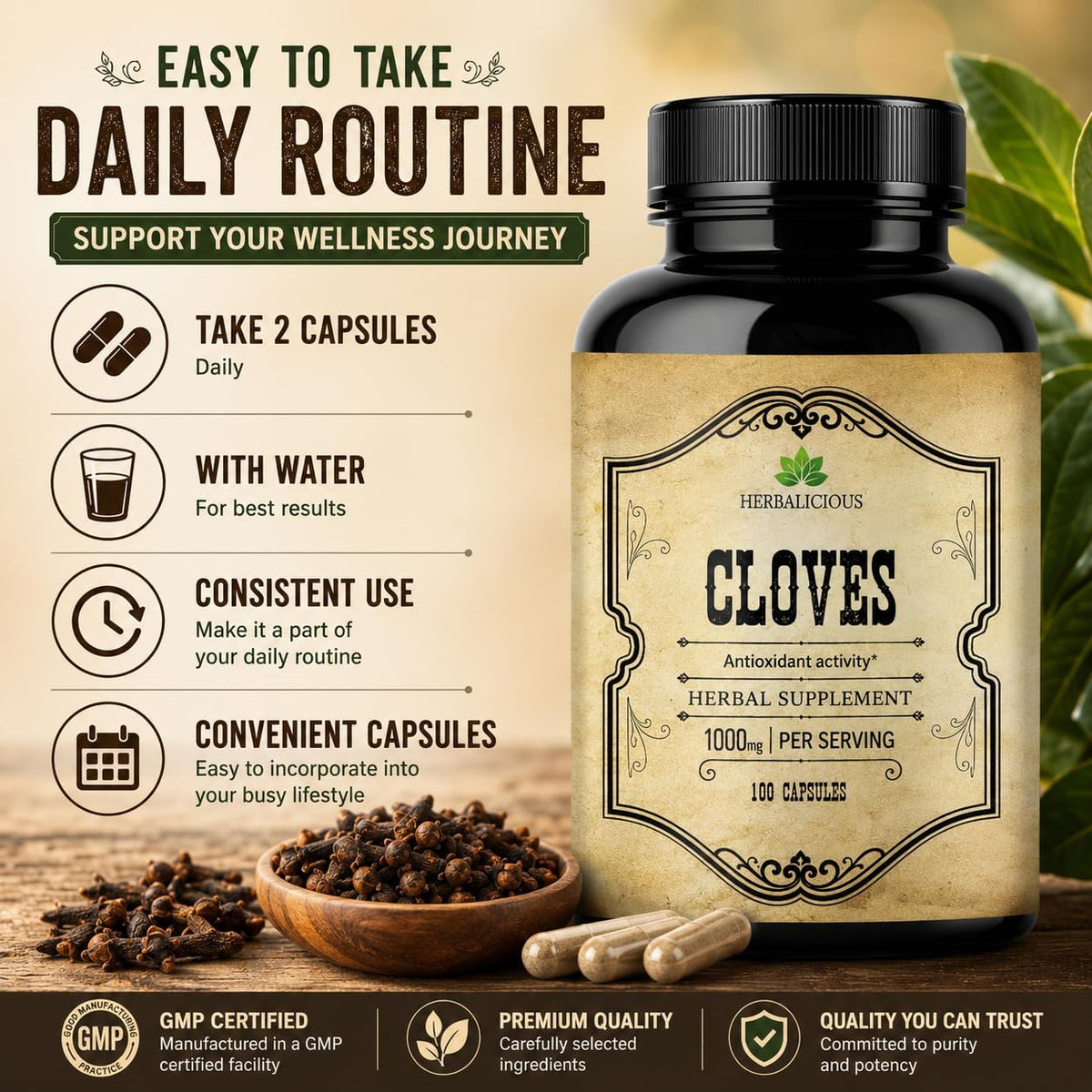 Cloves Capsules – Natural Dietary Supplement for Bone, Digestive & Antioxidant Support (100 Capsules) - görsel 4