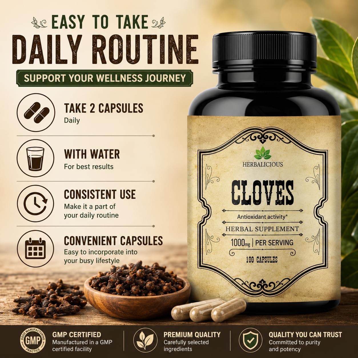 Cloves Capsules – Natural Dietary Supplement for Bone, Digestive & Antioxidant Support (100 Capsules) - görsel 4