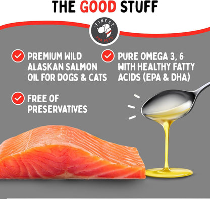 Wild Alaskan Omega-3 Blend Pollock & Salmon Oil for Dogs & Cats (16oz) - 100% Pure Fish Oil Supplement with EPA & DHA