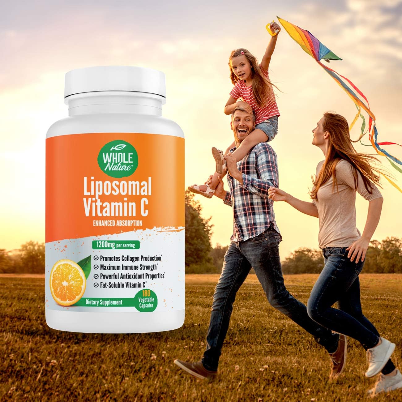 Whole Nature Liposomal Vitamin C 1200mg - High Absorption Vegan Capsules with Sunflower Lecithin - 180 Capsules - görsel 5