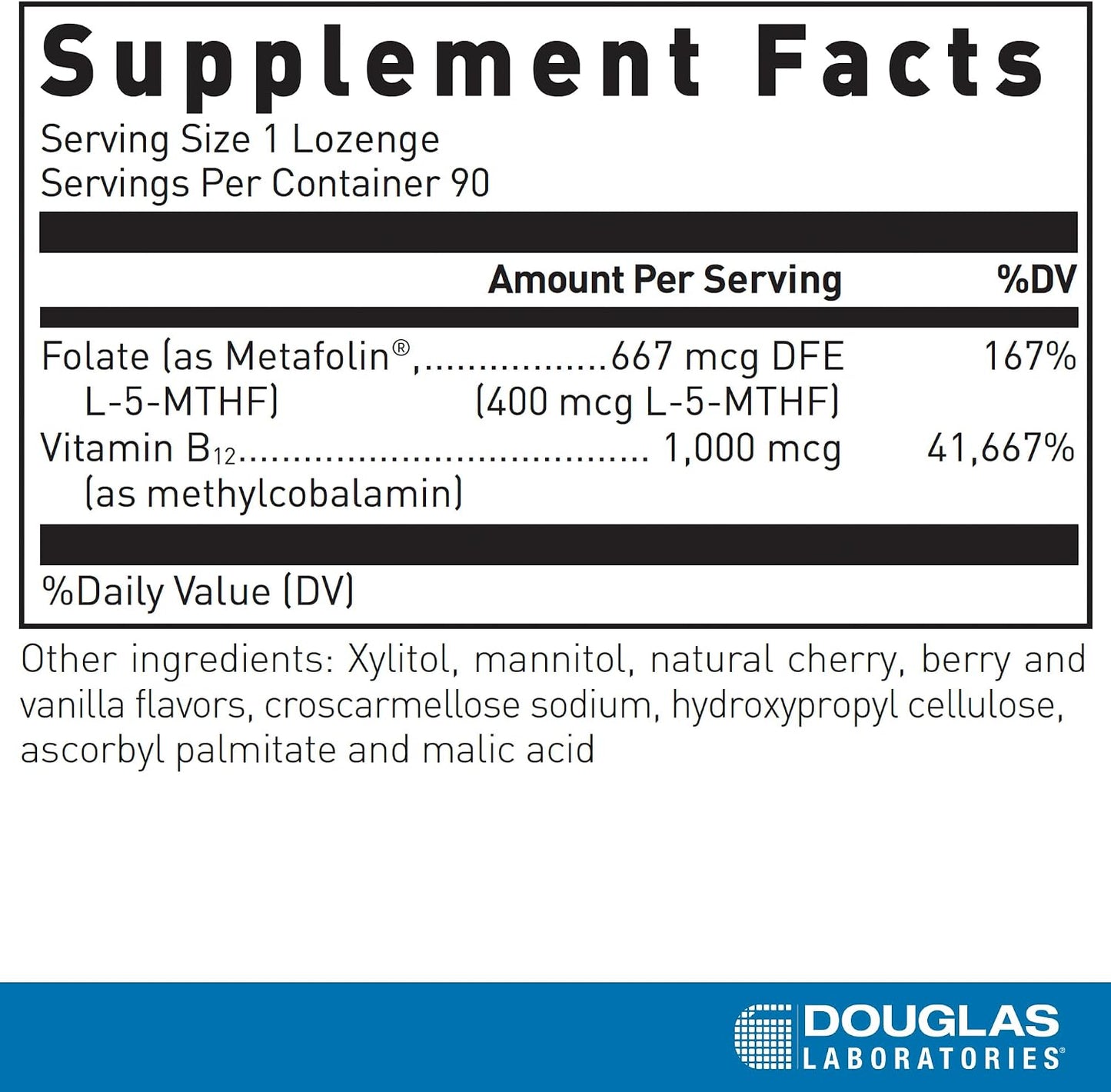 Douglas Laboratories Methyl B12 Plus - Bioactive B12 with Methylfolate, 90 Lozenges - görsel 2