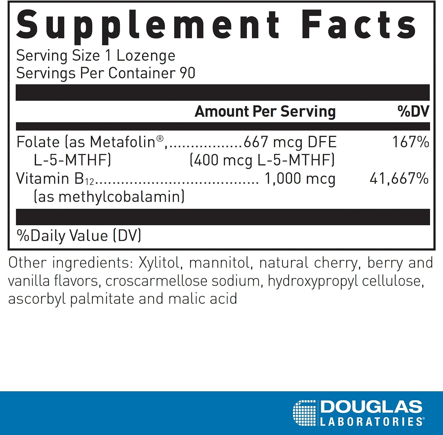 Douglas Laboratories Methyl B12 Plus - Bioactive B12 with Methylfolate, 90 Lozenges - görsel 2