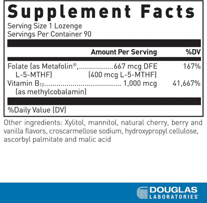 Douglas Laboratories Methyl B12 Plus - Bioactive B12 with Methylfolate, 90 Lozenges
