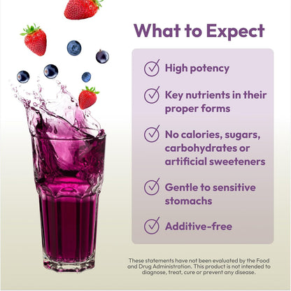 ANDREW LESSMAN Efficient C Mixed Berry 180 Packets - Non-Acidic Vitamin C Drink with Bilberry and B-Complex