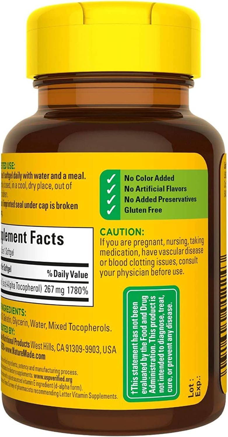 Nature Made Vitamin E 400 IU Softgels 100 Capsules (Pack of 2) - görsel 4