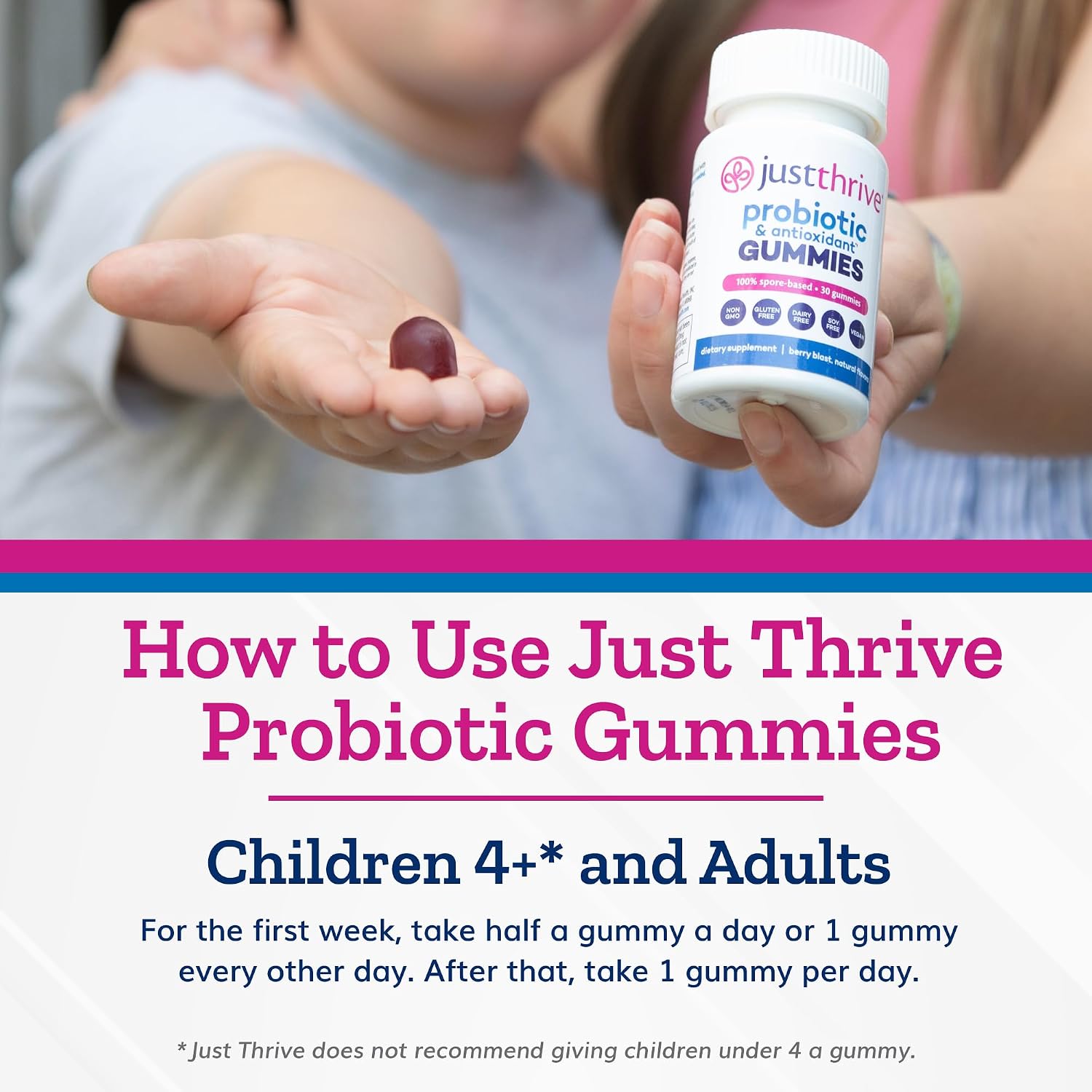 Just Thrive Probiotic Gummies - Berry Blast - 30 Count - görsel 7