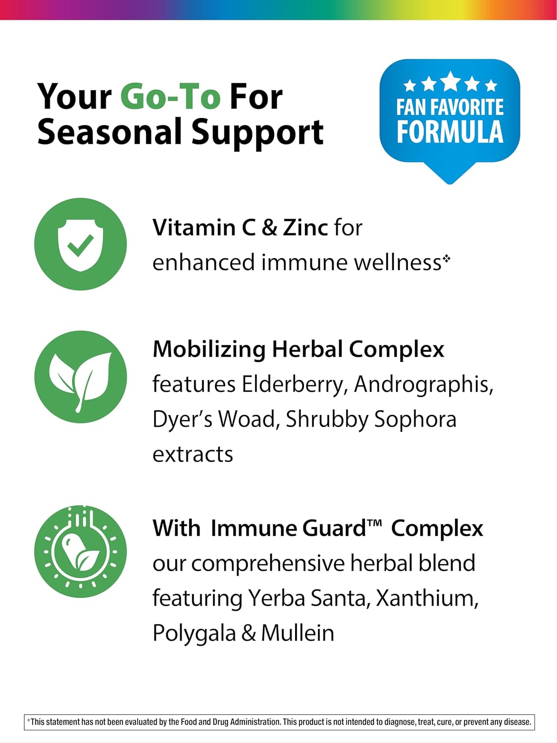 Rainbow Light Counter Attack Immune Defence Support Supplement - 90 Tablets - görsel 4
