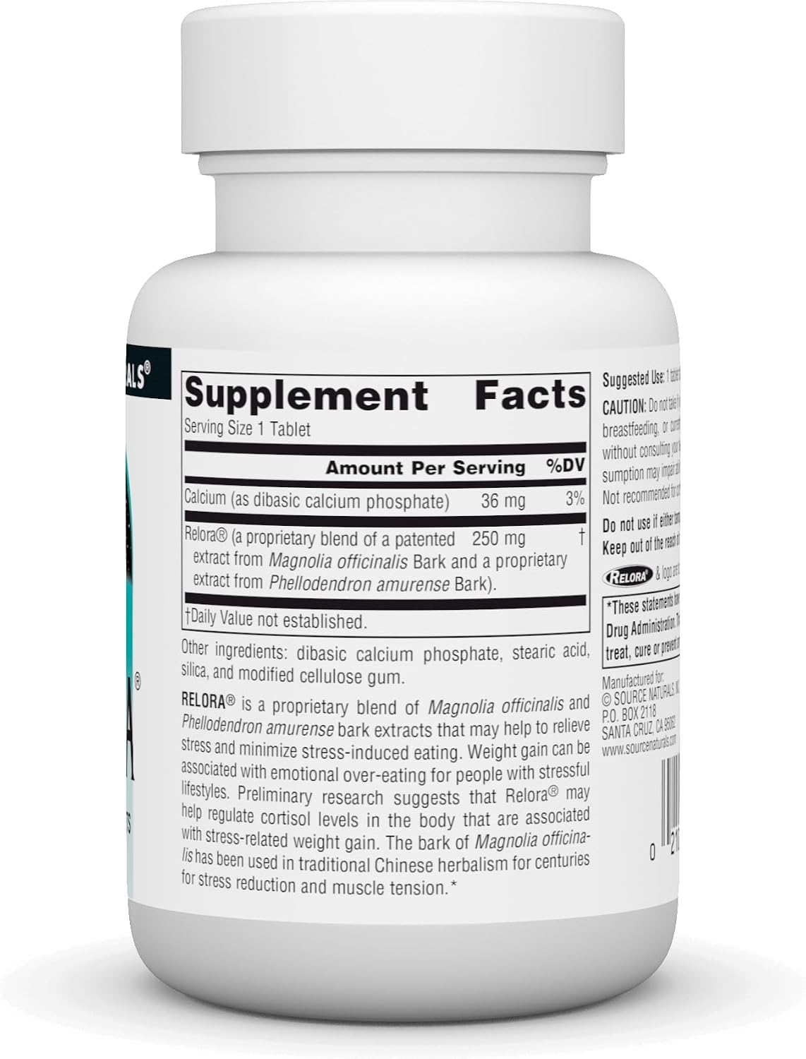 Source Naturals Relora, 250 mg, 90 Tablets - görsel 2