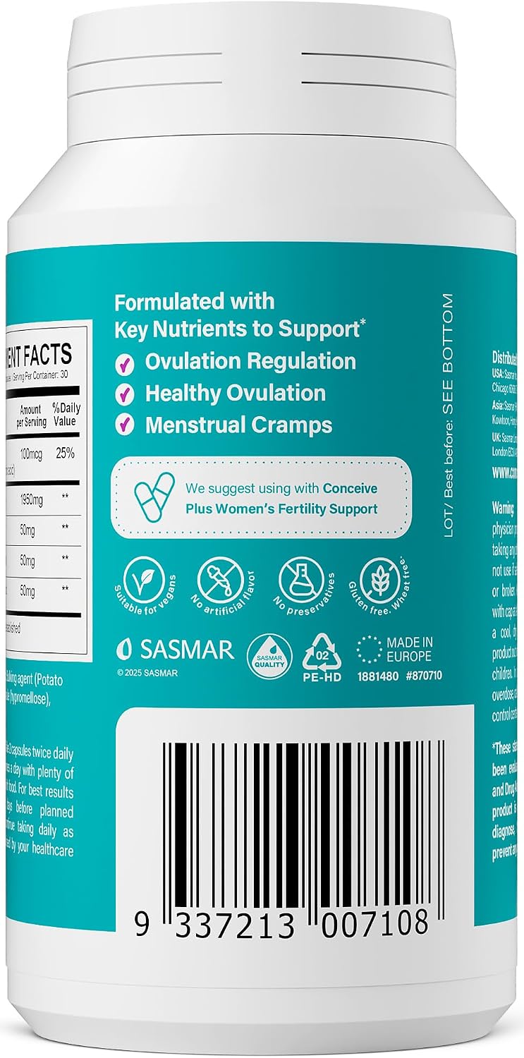 Conceive Plus Ovulation Support - Myo-Inositol & D-Chiro Inositol for Women's Fertility - PCOS Supplements for Reproductive Health - 30 Day Supply - görsel 9