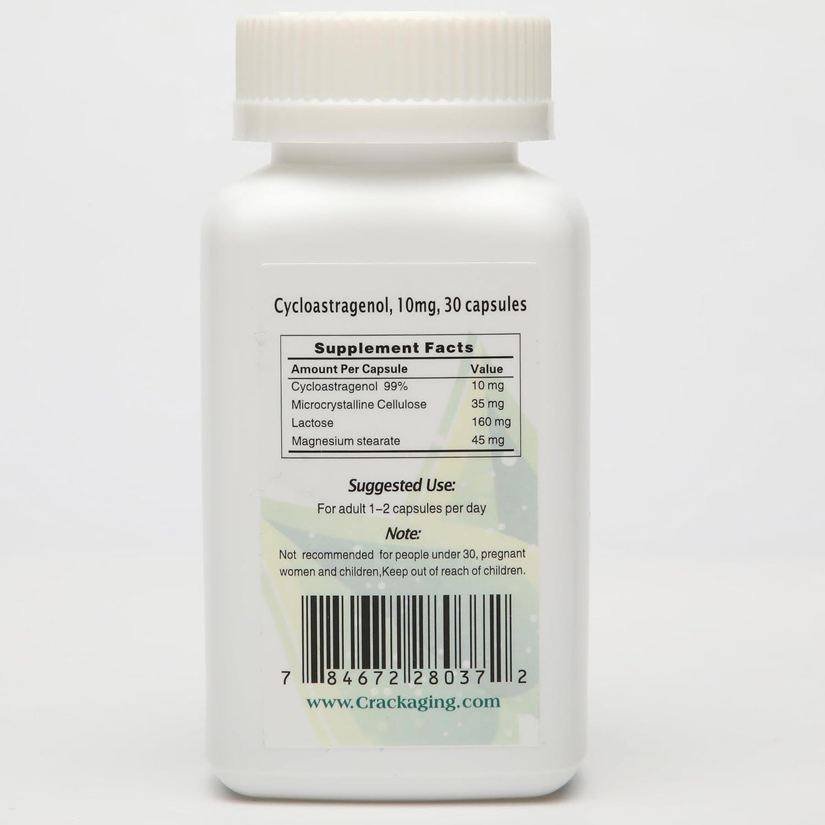 Crackaging Cycloastragenol 98% Telomerase Activation 10mg 30 Vegetarian Capsules - görsel 6