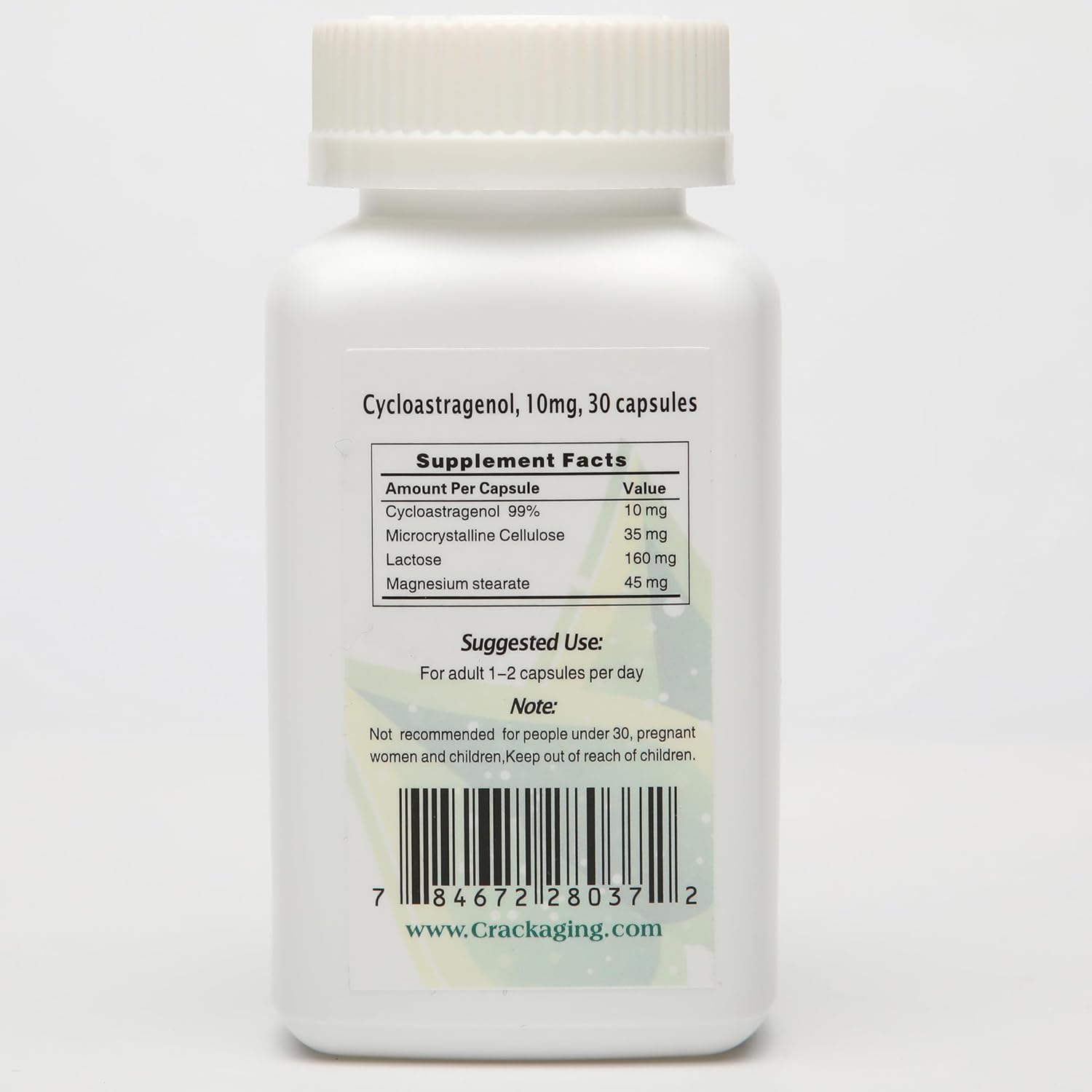 Crackaging Cycloastragenol 98% Telomerase Activation 10mg 30 Vegetarian Capsules - görsel 6