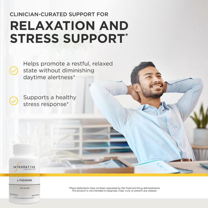 Integrative Therapeutics L-Theanine - Amino Acid Supplement for Stress & Relaxation Support - Vegan, Gluten-Free & Dairy-Free - Third-Party Tested - 60 Capsules