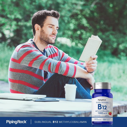 Piping Rock Vitamin B12 1000 mcg Sublingual Tablets - Methylcobalamin, Berry Flavour - 120 Count