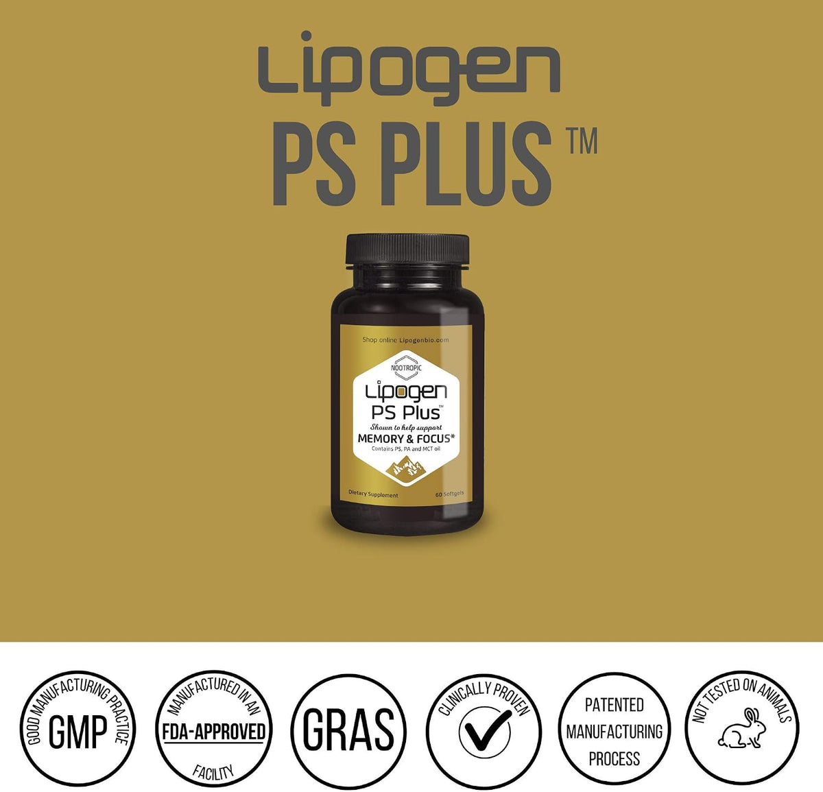 Lipogen PS Plus Senior Brain Supplement - 180 Softgels (3-Month Supply) - görsel 4