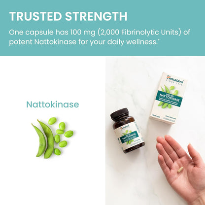 Himalaya NSK-SD Nattokinase, Food Supplement for Healthy Circulation, Vegan, Gluten-free Natto Extract, 100 mg, 60 Capsules