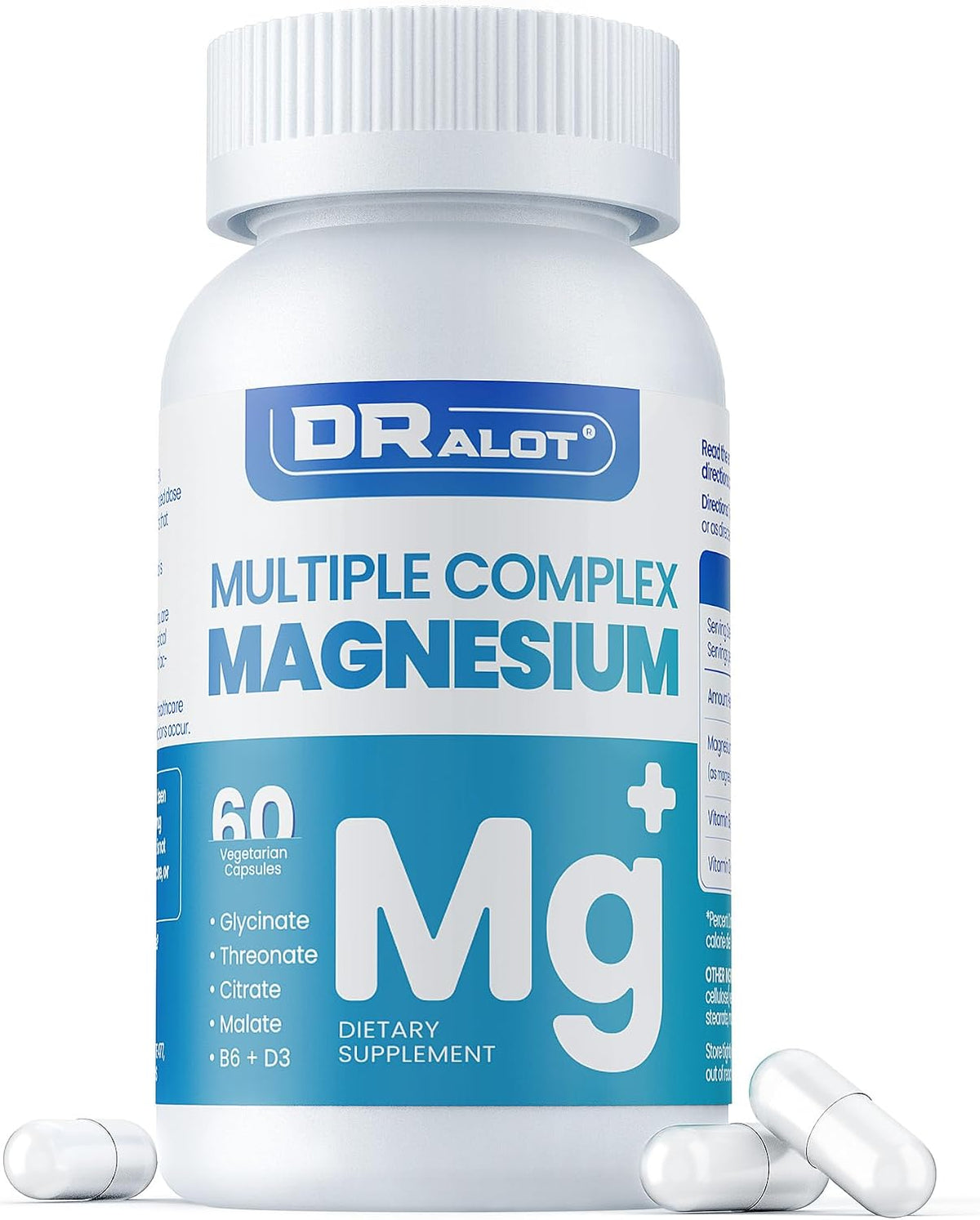 Quadruple Magnesium Complex – 400mg Elemental Magnesium (Glycinate, L-Threonate, Citrate & Malate) with Vitamin D3 & B6 – Supports Normal Muscle & Nerve Function – Non-GM, 60 Vegan Capsules - görsel 1