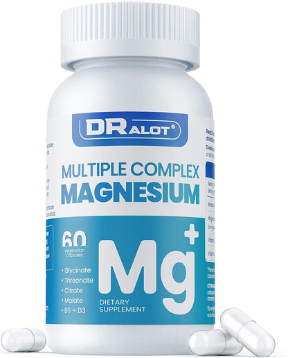 Quadruple Magnesium Complex – 400mg Elemental Magnesium (Glycinate, L-Threonate, Citrate & Malate) with Vitamin D3 & B6 – Supports Normal Muscle & Nerve Function – Non-GM, 60 Vegan Capsules