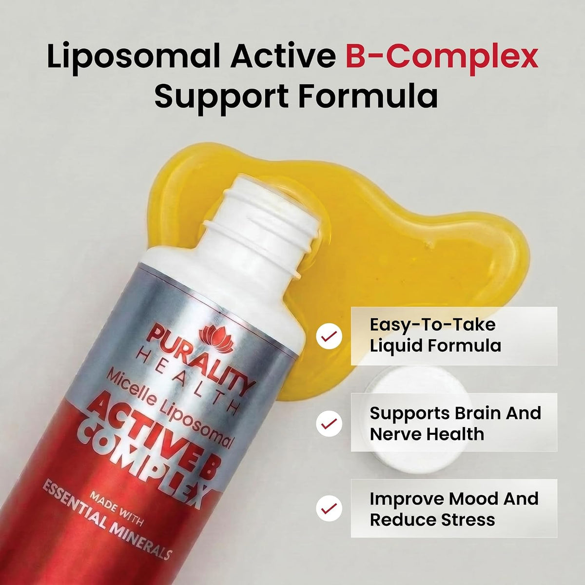 Liposomal Vitamin B Complex Liquid Supplement – All 8 B Vitamins with Minerals, 15-Day Supply - görsel 4
