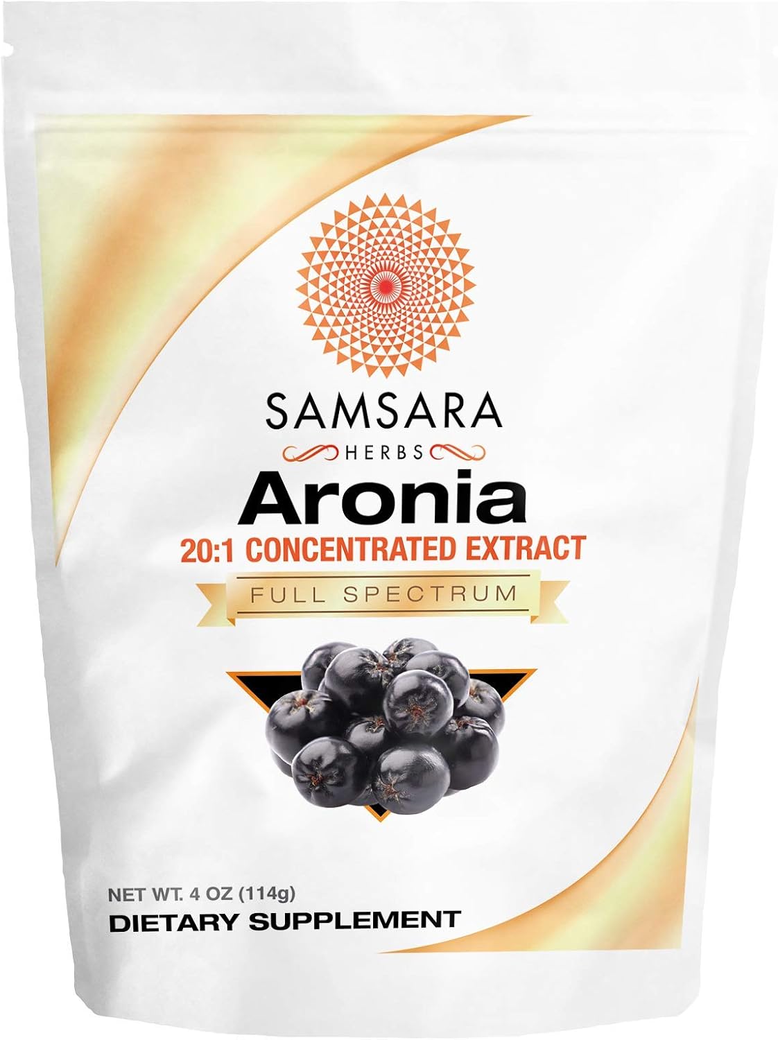 Samsara Herbs Aronia Berry 20:1 Extract Powder (114g) - Antioxidant, Flavonoids and Polyphenols Supplement - görsel 1