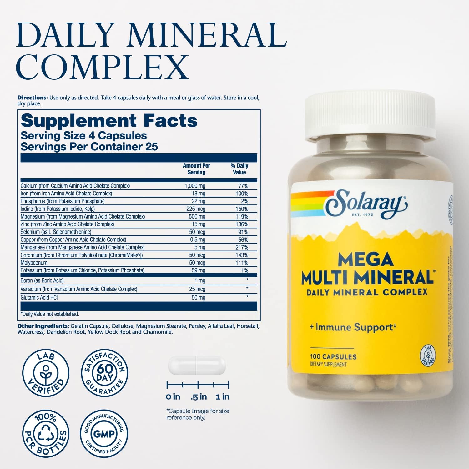 Solaray Mega Multi Mineral - 100 Capsules - görsel 2