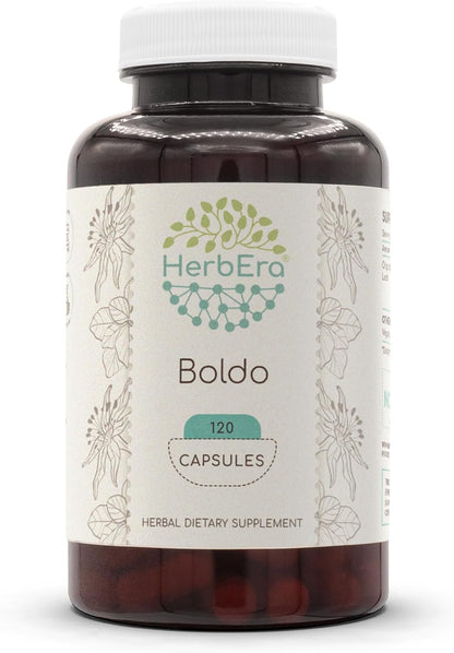 HerbEra Boldo 120 Capsules, 500 mg, Boldo (Peumus boldus) Dried Leaf