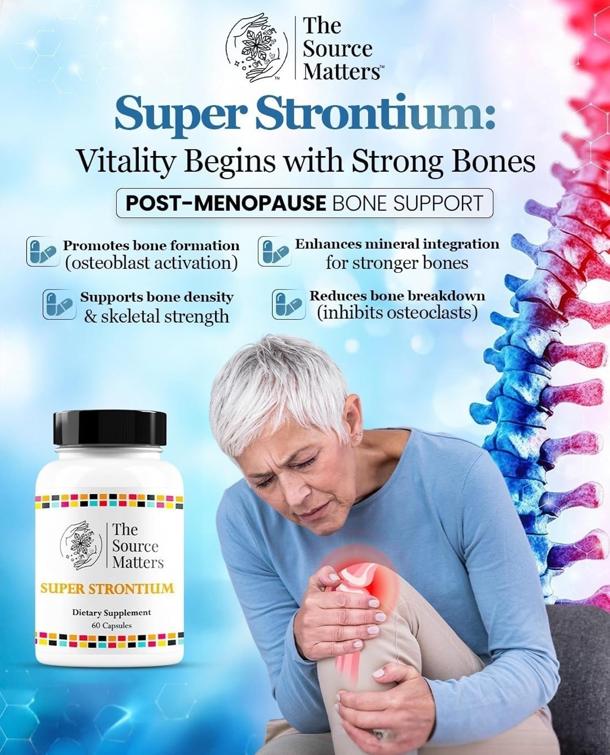 Super Strontium Boost Dietary Supplement - Strontium Citrate for Bone Support (60 Capsules) - görsel 3