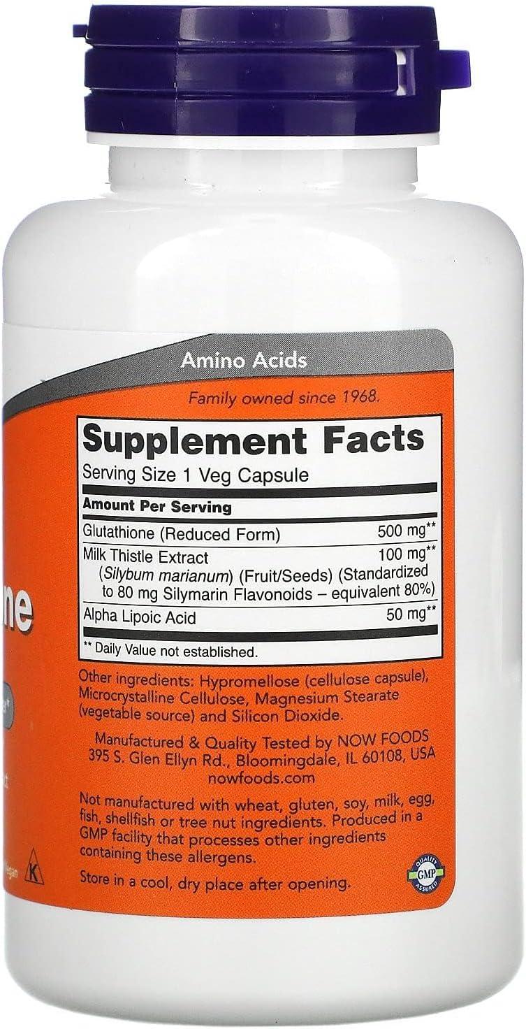 NOW Foods Glutathione 500 mg – 60 Vegetarian Capsules - görsel 2