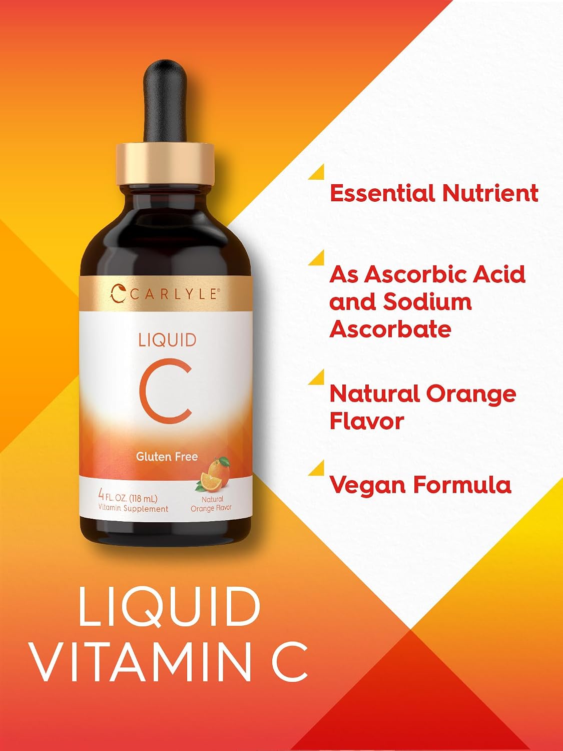 Carlyle Vitamin C Liquid Drops | 118 ml | Orange | Vegan | Non-GMO | Gluten-free - görsel 4