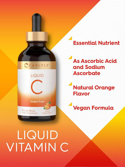 Carlyle Vitamin C Liquid Drops | 118 ml | Orange | Vegan | Non-GMO | Gluten-free