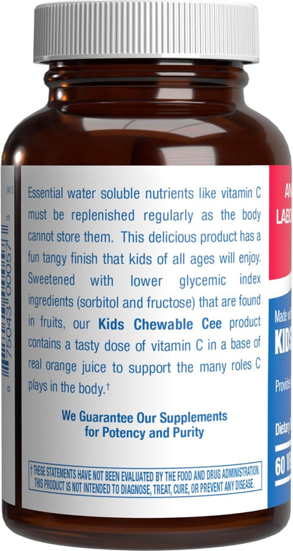 Kids Vitamin C Chewable Tablets – Delicious & Nutritious Chewable Vitamin C for Children's Immune Support and Overall Wellness – Made with Real Oranges and No Artificial Flavours or Colours – 60 Servings