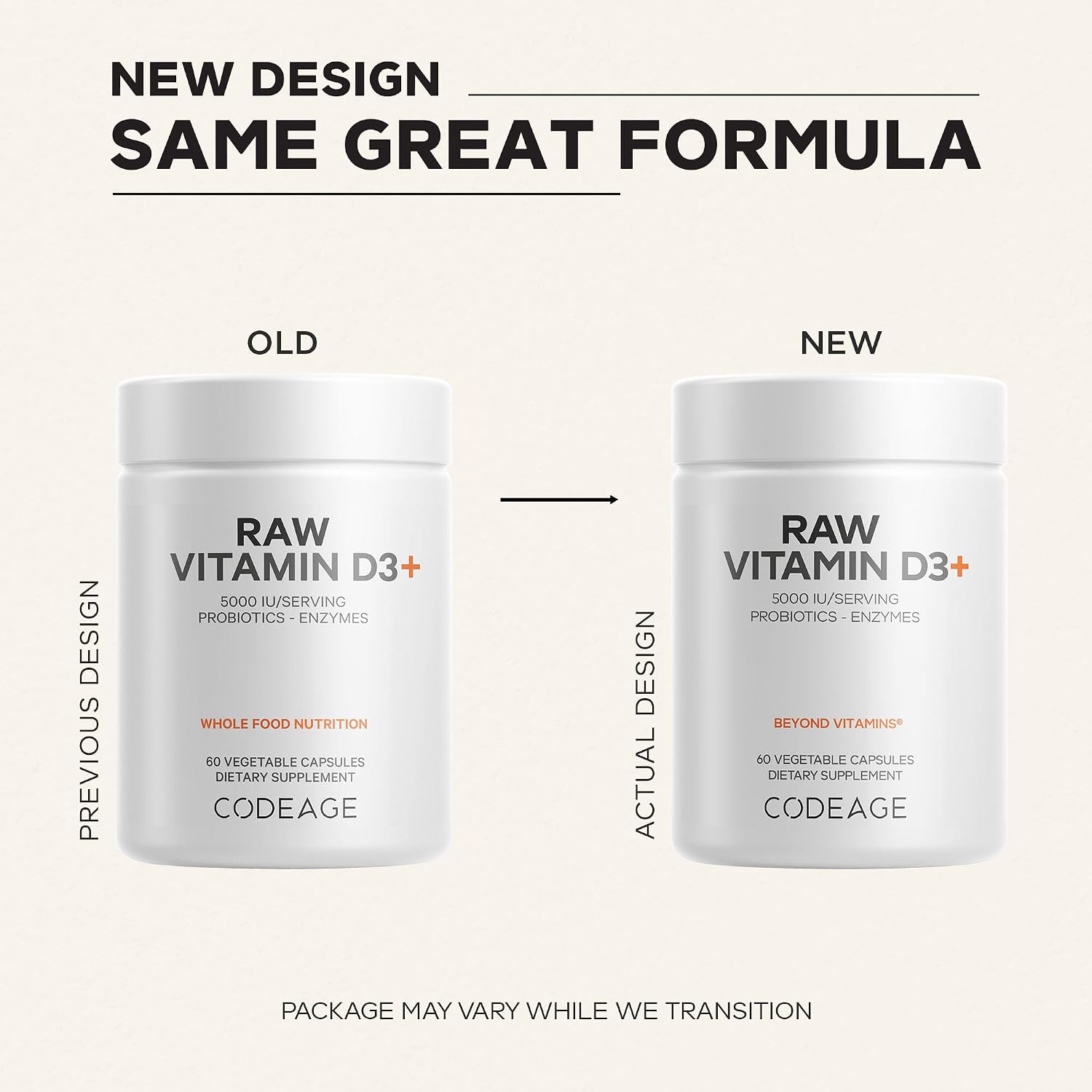 Codeage Raw Vitamin D3+ High Potency 5000 IU – 60 Capsules - görsel 3